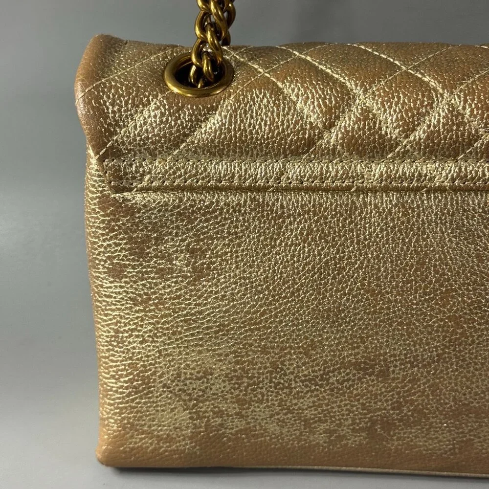 KURT GEIGER LONDON BRIXTON Metallic Gold Quilted Leather Pad Lock Shoulder Bag - Picture 6 of 12